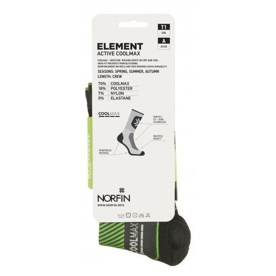 Шкарпетки NORFIN T1A ELEMENT ACTIVE COOLMAX CREW.