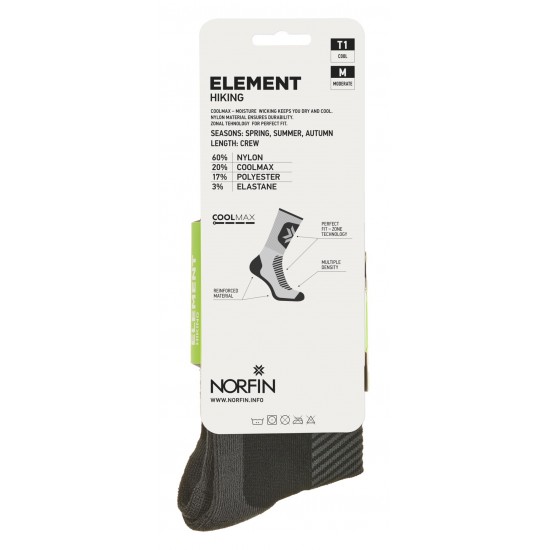 Носки NORFIN T1M ELEMENT HIKING COOLMAX CREW.
