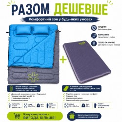 Мішок-ковдра спальний Norfin Alpine Comfort Double 250 (NFL-30240) + Килимок самонадувний Norfin Atlantic Double (NF-30304) 5.0см