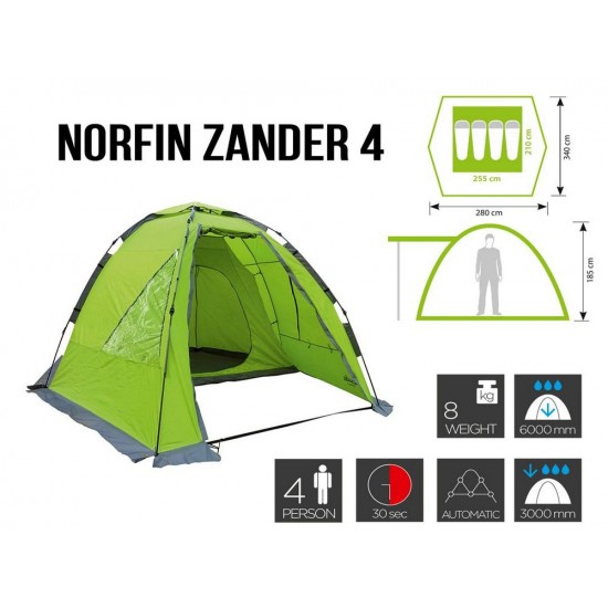 Намет напівавтоматичний 4-місний Norfin Zander 4. (NF-10403)