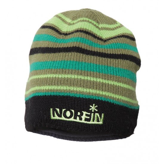 Шапка в'язана Norfin Frost DG (зелена в смужку) р.XL