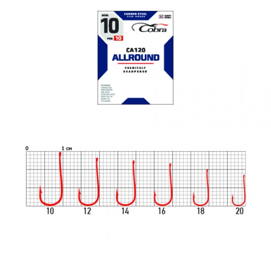 Крючки Cobra ALLROUND сер. CA120 разм. 012 10шт.