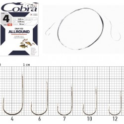 Гачки з повідцем Cobra ALLROUND 70cm, 0,12mm, разм.12, 10шт.