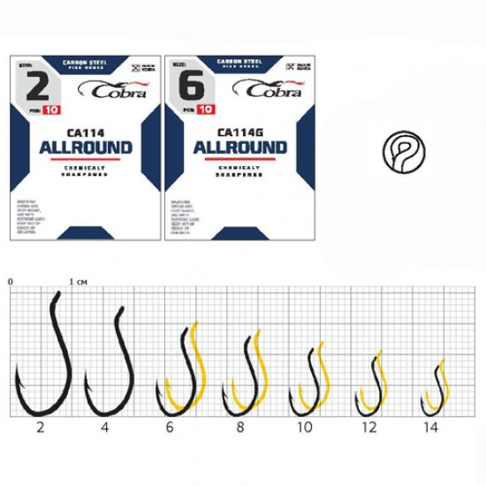 Гачки Cobra ALLROUND сер. CA114 разм. 010 10шт.