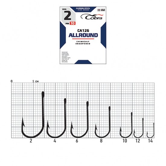 Крючки Cobra ALLROUND сер. CA126 разм. 002 10шт.