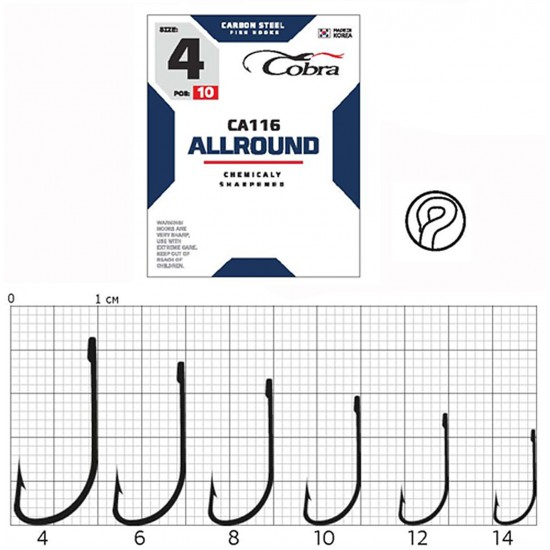 Гачки Cobra ALLROUND сер. CA116 разм. 014 10шт.